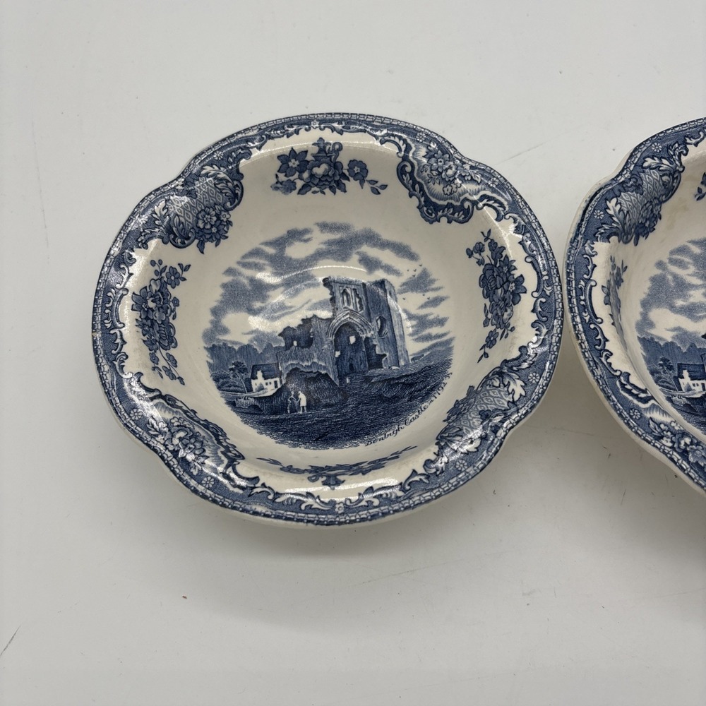 Vintage Johnson Bros. Old Britain Castles Blue ~ Set of 2 Rim Cereal Bowls